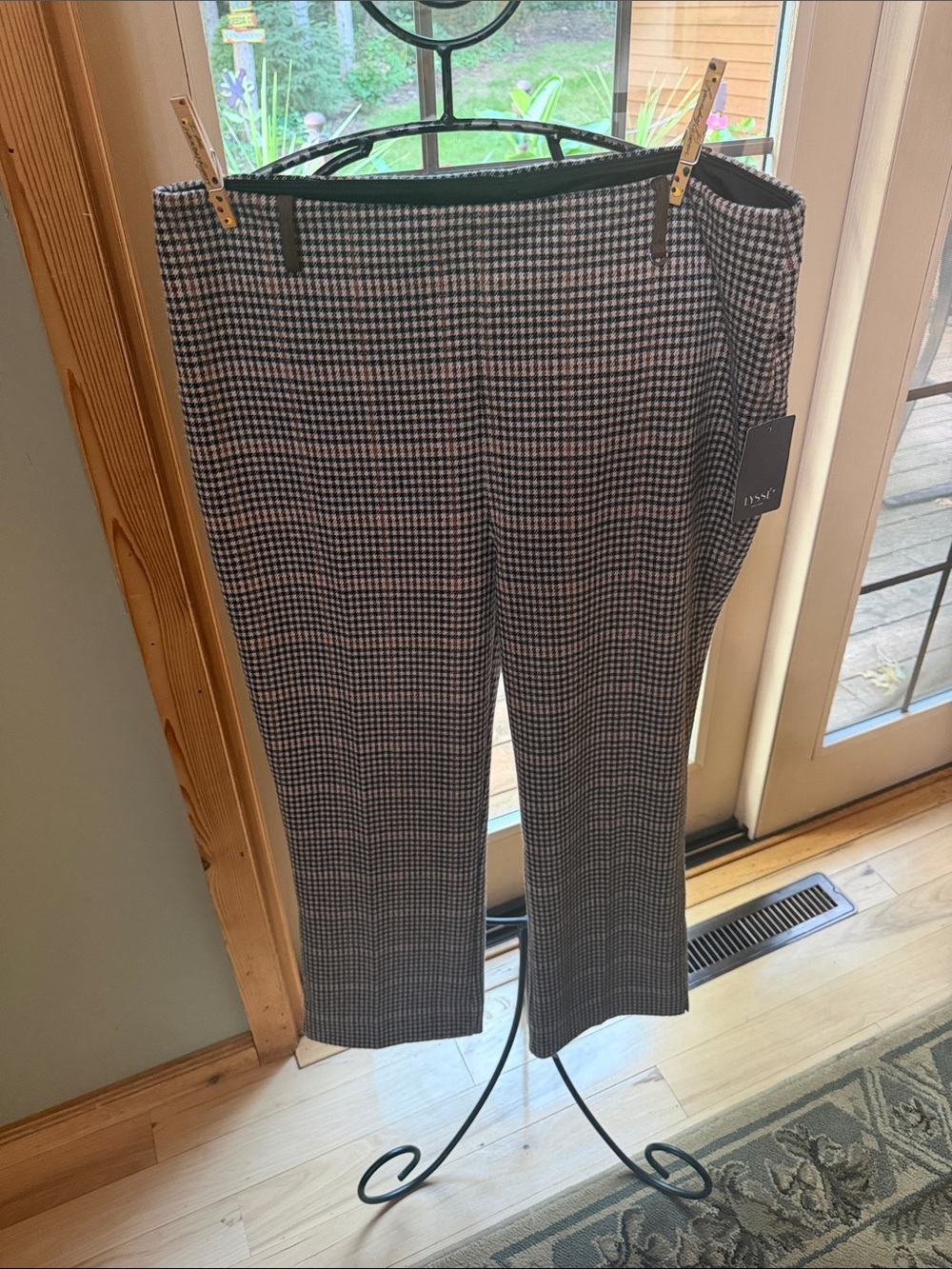 Lysse Austin Plaid Ponte Houndstooth Pull on Baby Boot Dress Sz L Pants